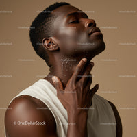 Beautiful Dark-Skinned Woman with Short Hair and Confident Expression