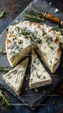 Blue Cheese on Black Slate with Herbs and Sliced Display