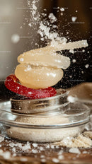 Close-up of Baking Flour and Ingredients Falling with Dust Effect