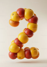 Creative Number Two Made of Citrus Fruits