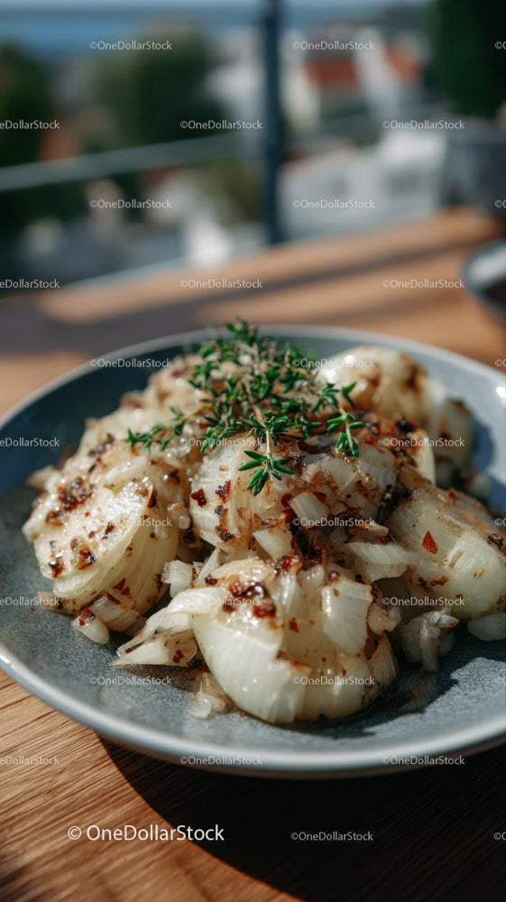 Grilled Onions with Herbs Served on a Plate for Gourmet Dining