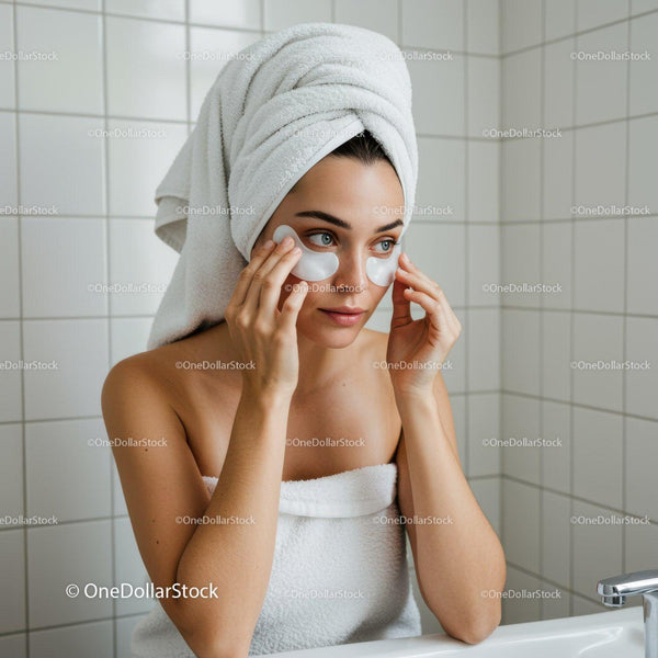 Woman Applying Eye Patches During Skincare Routine