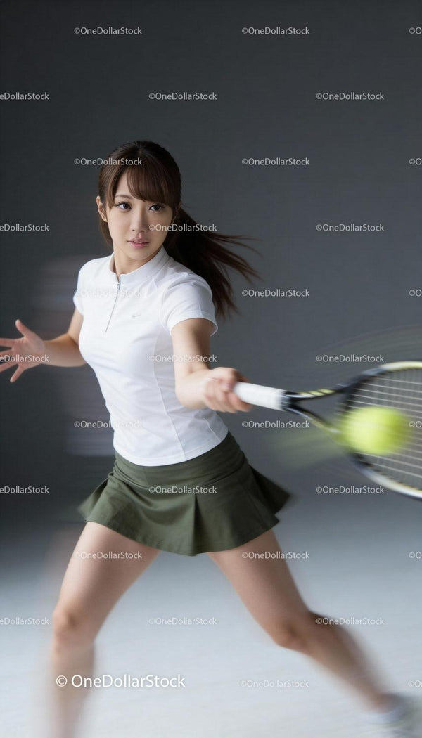 Focused female tennis player hitting forehand shot