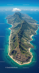Stunning Aerial View of Green Mountain Ridge and Turquoise Beaches