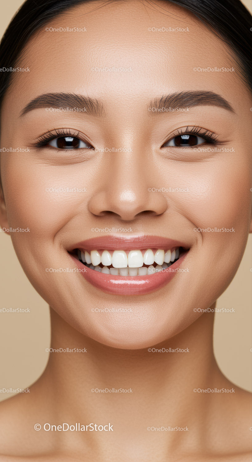 Closeup portrait of smiling young Asian woman
