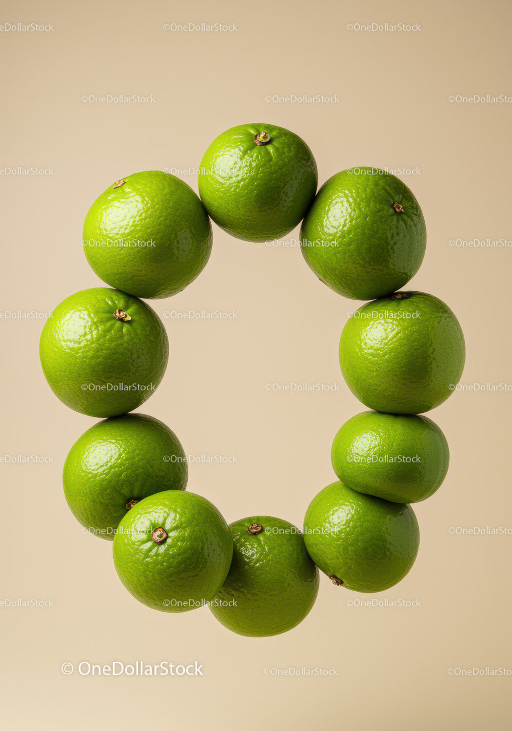 Fresh green limes arranged in a circular pattern