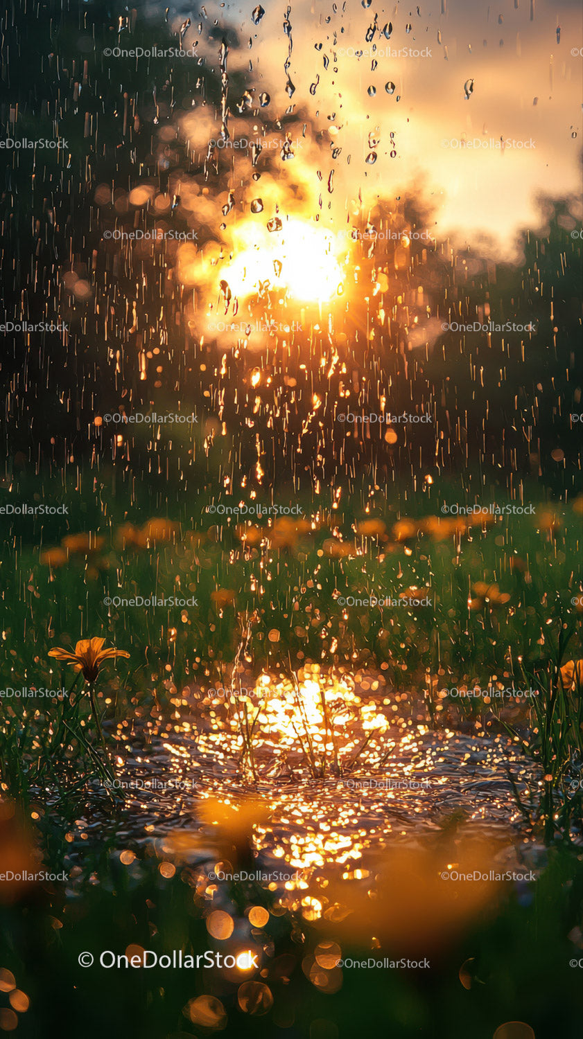 Dramatic Fireworks Explosion with Sparks Over Water and Greenery