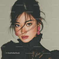 Close-Up of a Woman with Dark Hair and Golden Jewelry in Glamorous Style