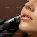 Close-up of Woman Receiving Lip Filler in Professional Beauty Clinic