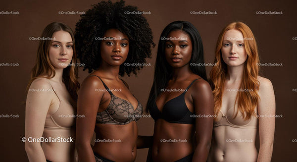 Diverse Women Wearing Stylish Lingerie Posing Together