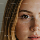 Close-up of freckled young woman with golden hair