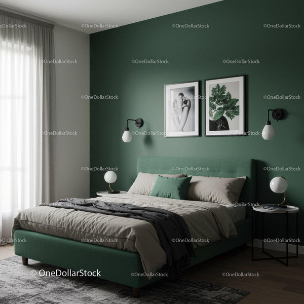 Modern Green Bedroom with Elegant Decor and Stylish Furniture