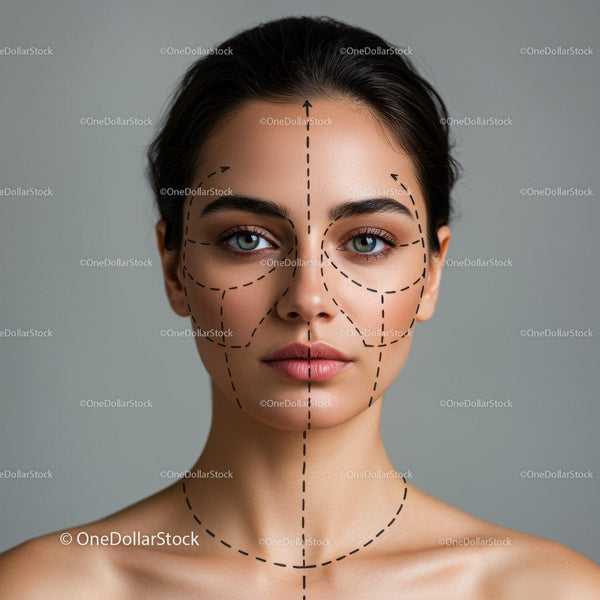 Woman Face Markings for Skin Analysis or Cosmetic Planning