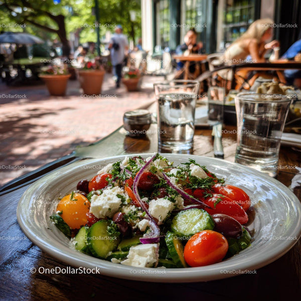 Fresh Mixed Vegetable Salad with Cherry Tomatoes and Feta Cheese