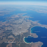 Aerial View of Lakes and Cityscape with Coastline and Islands