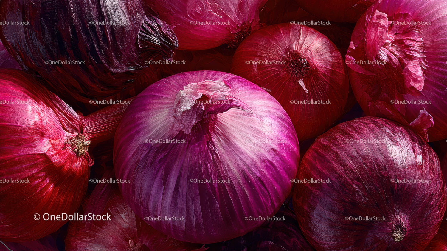 Vivid Close-Up of Red Onions Showcasing Fresh Organic Vegetables