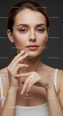 Elegant Portrait of Young Woman with Flawless Skin and Serene Expression