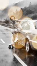 Before and after Bokeh Photo Overlays effect