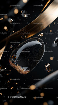 Elegant Champagne Splash with Golden Bubbles Over Black Background