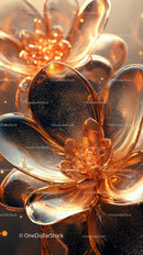 Elegant Metal Flower Sculpture with Glowing Rose Gold Petals