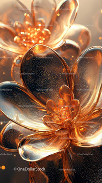 Elegant Metal Flower Sculpture with Glowing Rose Gold Petals