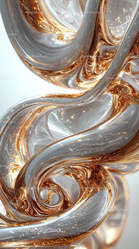 Luxurious Swirling Glass Sculpture with Metallic Bronze and Silver
