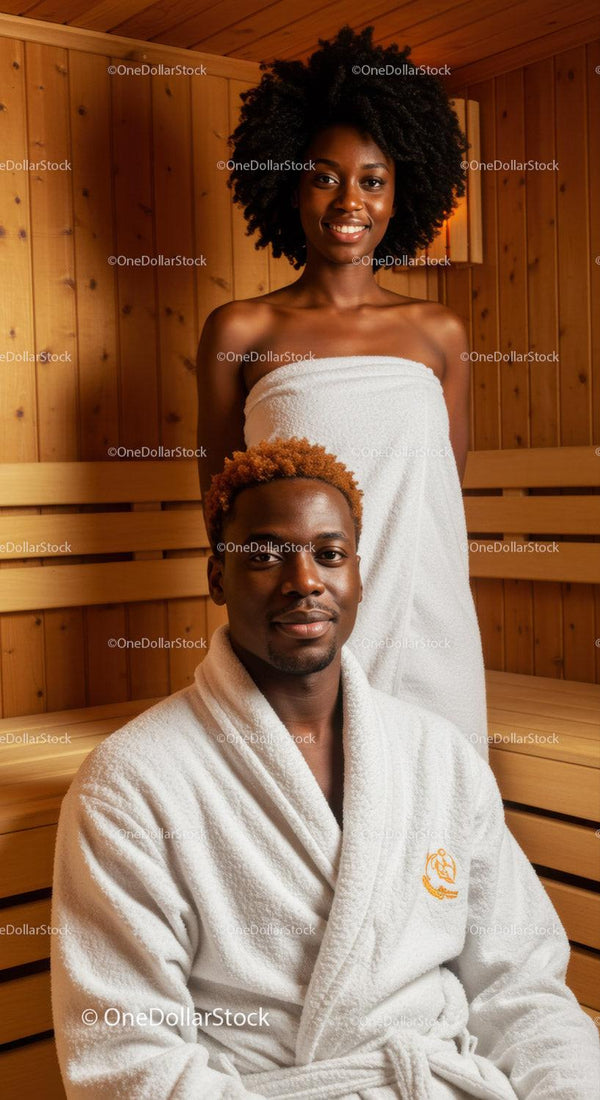 Szczęśliwa Afroamerykańska Para Ciesząca się Zabiegami Spa i Sauną