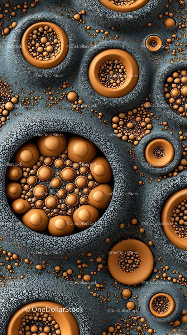 Futuristic Abstract Geometry of Bubbles and Circles in Digital Art