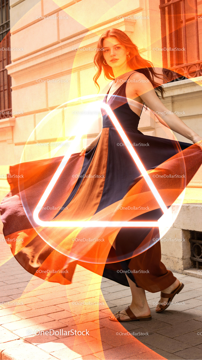 photo editing preview with Orange Polygons Photo Overlays