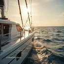 Luxury Sailing Yacht on Calm Sea at Sunset