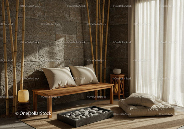 Minimalist Zen Living Room with Natural Textures