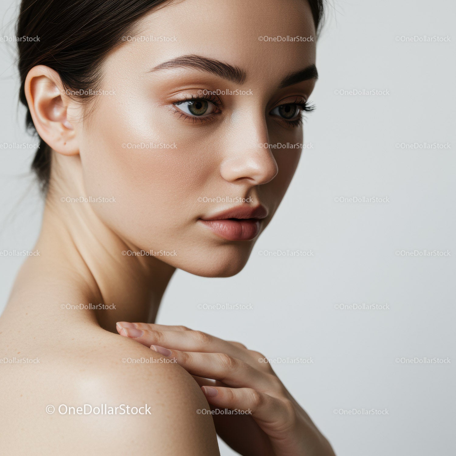 Elegant Female Portrait with Flawless Skin and Natural Beauty