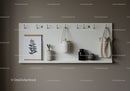Minimalist Wall Shelf with Potted Plant and Decorative Vases