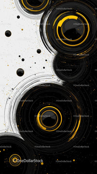 Abstract Circular Digital Design with Yellow and Black Theme