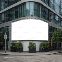 Blank urban billboard on modern office building facade