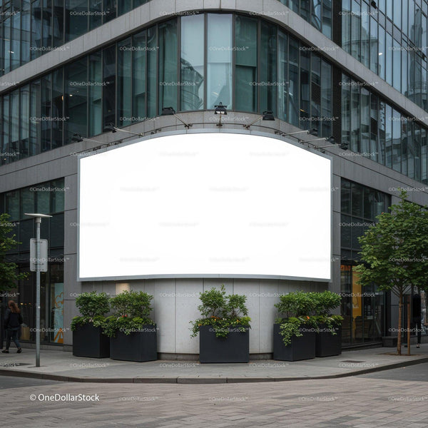 Blank urban billboard on modern office building facade JPG Mockup Image