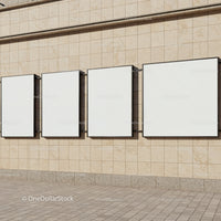 Blank Outdoor Advertisements on Beige Tiled Wall