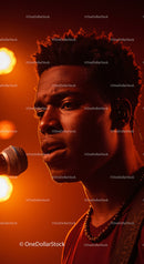 Dynamic Male Singer Performing Under Vibrant Stage Lights