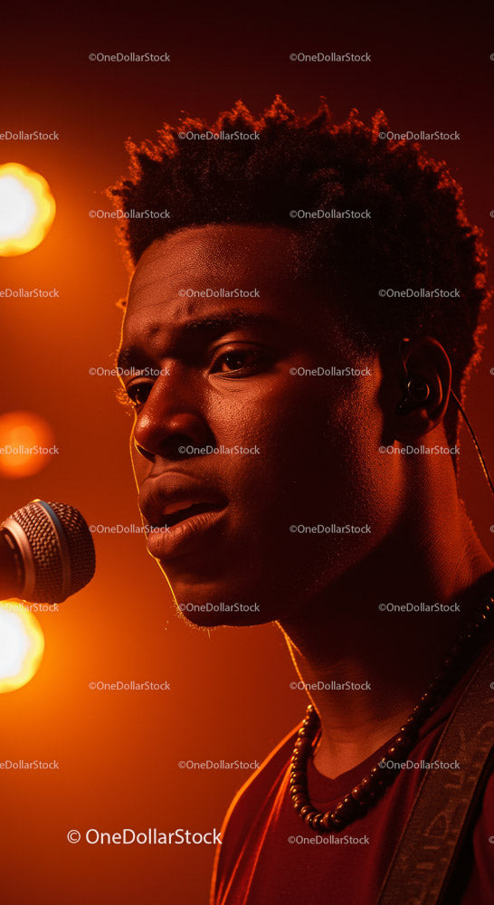 Dynamic Male Singer Performing Under Vibrant Stage Lights