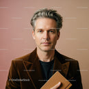 Elegant Male Portrait in Brown Velvet Blazer with Modern Style