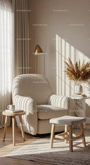 Cozy reading nook with textured armchair and natural light