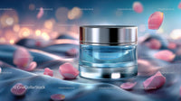 Luxury Cosmetic Jar Surrounded by Delicate Rose Petals