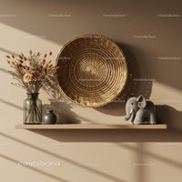 Minimalist decor with dried flowers and elephant figurine