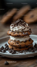 Chocolate Chip Cookies with Whipped Cream and Chocolate Shavings