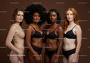 Diverse women modeling elegant lingerie together
