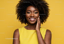 Elegant African American Woman with Curly Hair and Bright Smile
