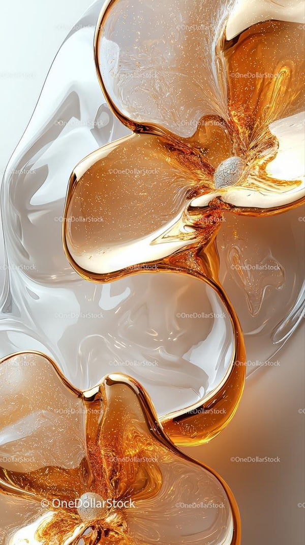 Abstract Flowing Caramel and White Liquids in Artistic Composition