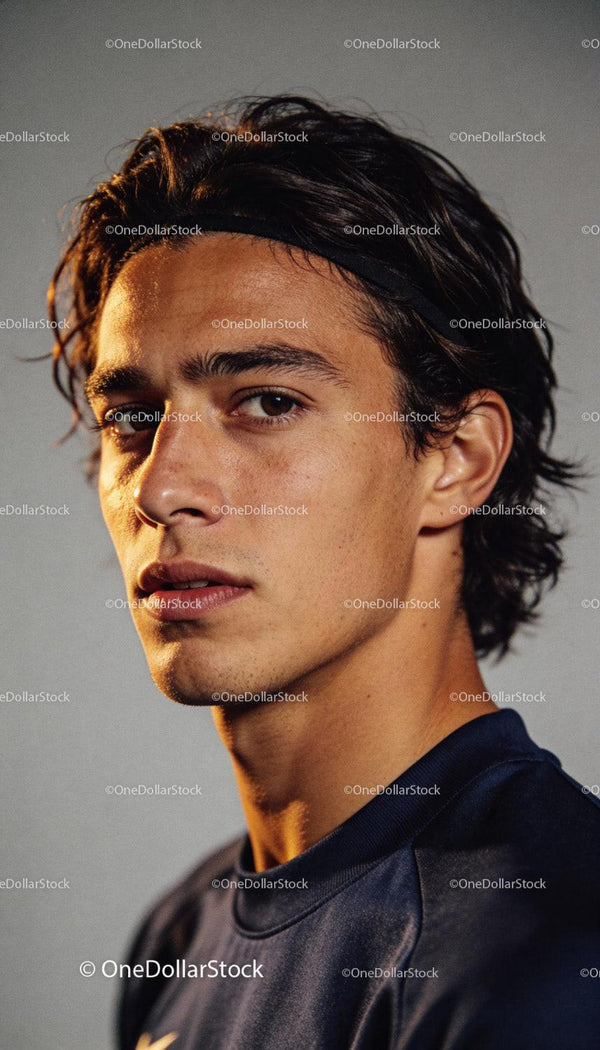 Focused young male athlete in sportswear portrait
