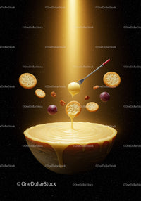 Creamy Cheese Dip with Crackers and Grapes in Space