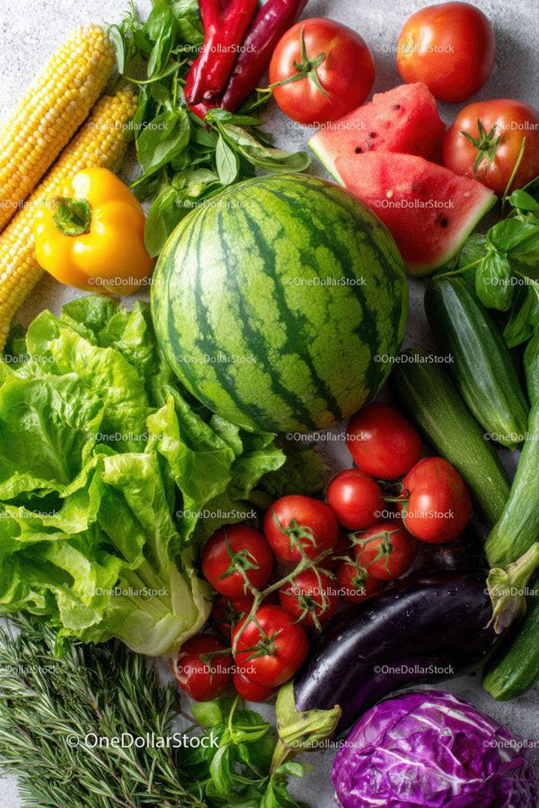 Colorful Fresh Vegetable and Fruit Assortment for Healthy Eating